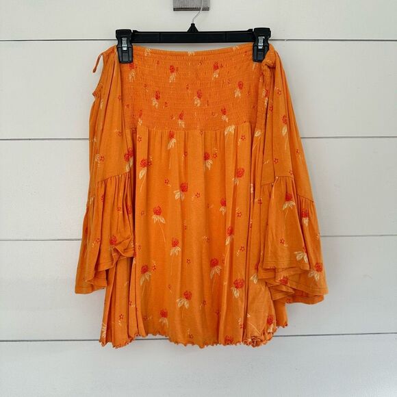 Free People Women’s Small Orange Lama Floral Tunic - Picture 1 of 6
